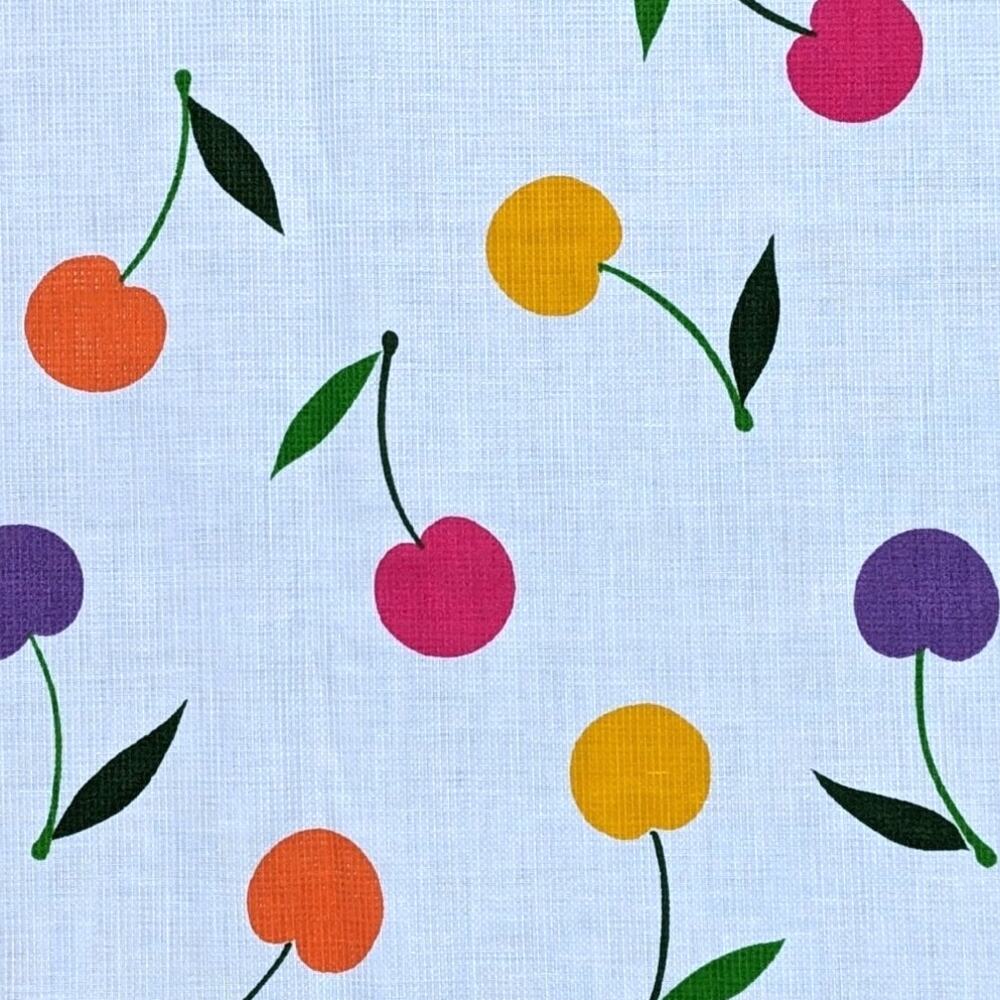 SALE! 5 Yds Vintage 60's Mid Century Retro Colorful Cherries Waffle Weave Fabric